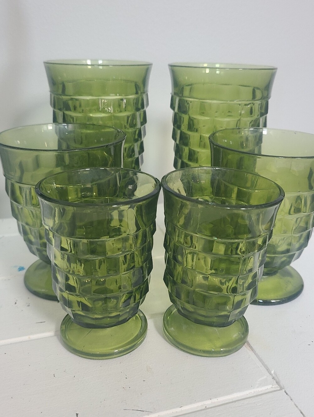 Indiana Vintage Avocado Glass Set of 6